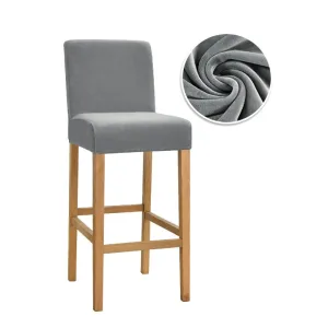 Housse Tabouret De Bar Velours Gris Anthractie