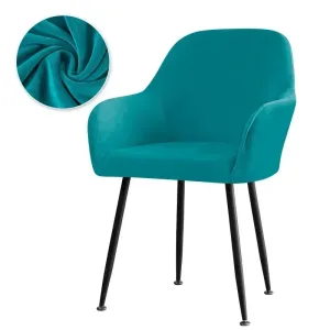 Housse De Chaise Scandinave Avec Accoudoirs Velours Bleu Canard