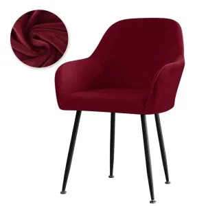 Housse De Chaise Scandinave Avec Accoudoirs Velours Rouge Bordeaux