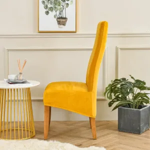 Housse De Chaise Grande Taille Velours Jaune Moutarde