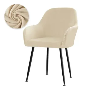 Housse De Chaise Scandinave Avec Accoudoirs Velours Blanc