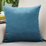 Housse de Coussin Velours 50x50cm Bleu Océan