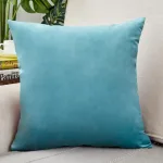 Housse de Coussin Velours 50x50cm Bleu Tiffany