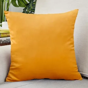 Housse de Coussin Velours 50x50cm Jaune Pastel