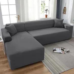 Housse de Canapé d'Angle - Gris Foncé