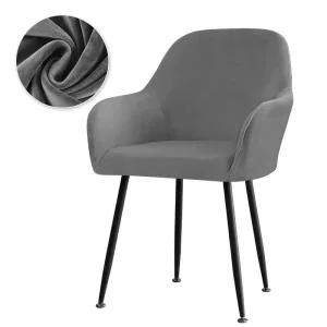 Housse De Chaise Scandinave Avec Accoudoirs Velours Gris Platinium