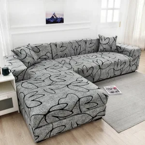 Housse De Canapé D'angle Motifs Gris Et Noir
