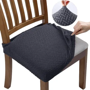 Housse Assise De Chaise Jacquard Anthracite