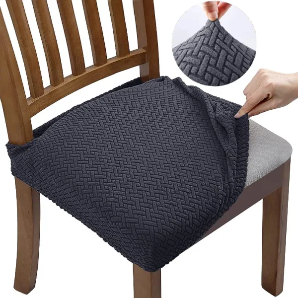 Housse Assise De Chaise Jacquard Anthracite