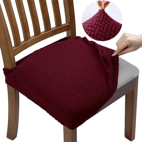 Housse Assise De Chaise Jacquard Bordeaux
