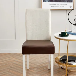 Housse Assise De Chaise Simili Cuir Châtaigne