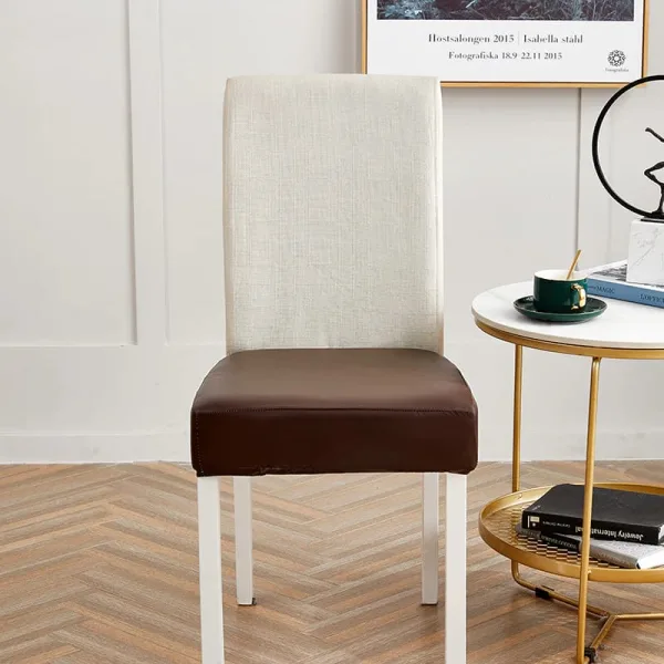 Housse Assise De Chaise Simili Cuir Châtaigne