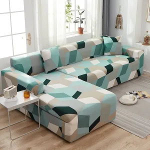 Housse De Canapé D'angle Motifs Bleu Et Blanc