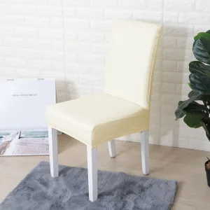 Blanc cassé - Housses Extensibles de chaise en simili cuir