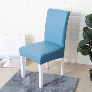 Bleu ciel - Housses Extensibles de chaise en simili cuir