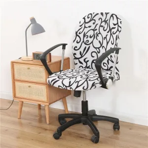 Housse Chaise De Bureau Fleur Noir