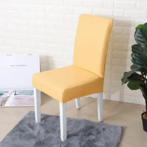 Jaune - Housses Extensibles de chaise en simili cuir