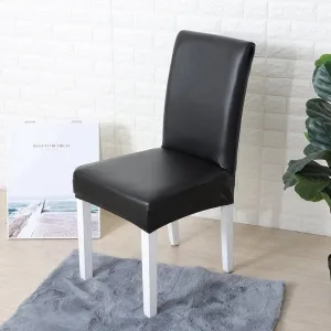 Noir - Housses Extensibles de chaise en simili cuir