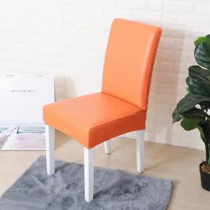 Orange - Housses Extensibles de chaise en simili cuir