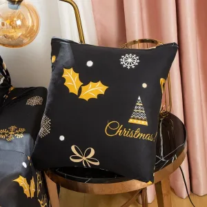Noir Christmas - 2 pièces - Housses de coussin extensibles 45X45cm
