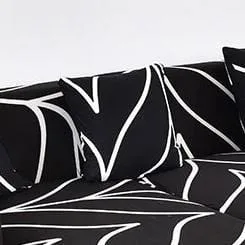 Noir leaves - 2 pièces - HHousses de coussin extensibles 45X45cm