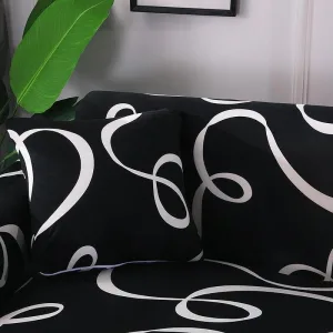 Noir Wave - 2 pièces - Housses de coussin extensibles 45X45cm