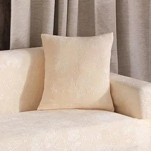 Blanc cassé - 2 pièces - Housses en velours gaufré extensibles de coussin 45 CM X 45 CM