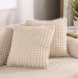 Blanc cassé - 2 pièces - Housses de coussin extensibles 45X45cm ( Jupe )