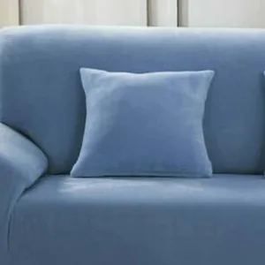 Bleu ciel - 2 pièces - Housses en velours extensibles de coussin 45 CM X 45 CM