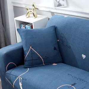 Bleu formula - 2 pièces - Housses de coussin extensibles 45X45cm