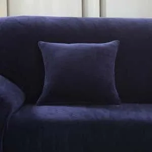 Bleu marine - 2 pièces - Housses en velours extensibles de coussin 45 CM X 45 CM
