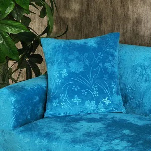 Bleu turquoise - 2 pièces - Housses en velours gaufré extensibles de coussin 45 CM X 45 CM