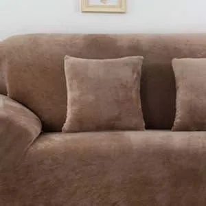Café - 2 pièces - Housses en velours extensibles de coussin 45 CM X 45 CM