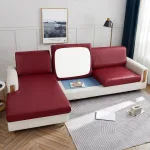 Housse Coussin Canapé Simili Cuir Bordeaux