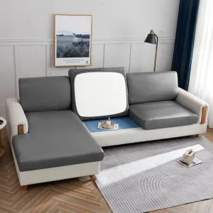 Housse Coussin Canapé  Simili Cuir Gris