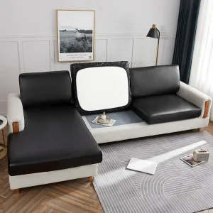 Housse Coussin Canapé Simili Cuir Noir
