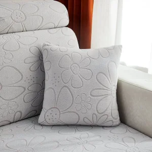 Gris clair - 2 pièces - Housses polaire extensibles de coussin 45 CM X 45 CM - Motif Flower