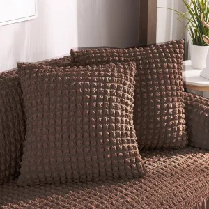 Marron - 2 pièces - Housses de coussin extensibles 45X45cm ( Jupe )