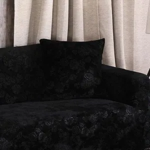 Noir - 2 pièces - Housses en velours gaufré extensibles de coussin 45 CM X 45 CM