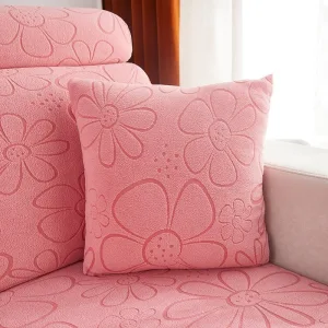 Rose - 2 pièces - Housses polaire extensibles de coussin 45 CM X 45 CM - Motif Flower