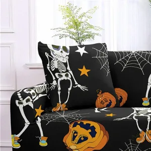Skeleton Halloween - 2 pièces - Housses extensibles de coussin 45 CM X 45 CM