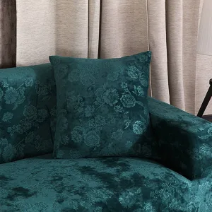 Vert - 2 pièces - Housses en velours gaufré extensibles de coussin 45 CM X 45 CM