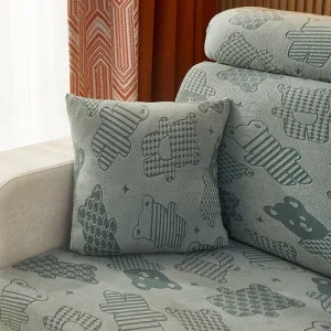 Vert - 2 pièces - Housses polaire extensibles de coussin 45 CM X 45 CM - Motif Bear