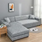 Housse de Canapé d'Angle - Gris/Blanc
