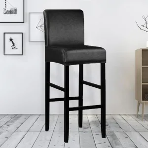 Housse Tabouret De Bar Simili Cuir Imperméable Noir