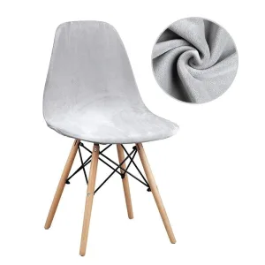 Housse De Chaise Scandinave Velours Gris Silvery