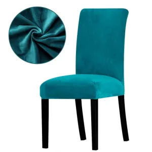 Housse De Chaise Velours Azul