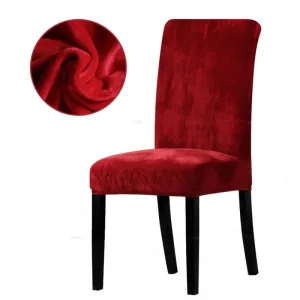 Housse De Chaise Velours Bordeaux