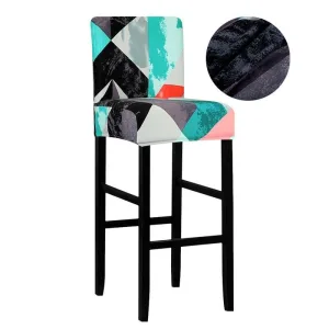 Housse Tabouret De Bar Velours Motifs Mosaïque Bleu Vert Noir Roserainbow
