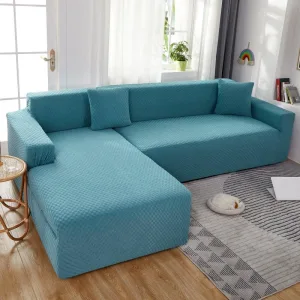Housse de Canapé d'Angle Imperméable Bleu